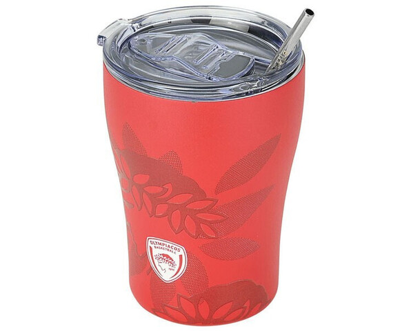 Estia Θερμός Coffee Ανοξείδωτο BPA Free Mug Olympiakos BC με Καλαμάκι 350ml 00-27230