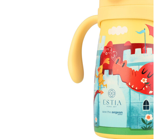 Estia Παιδικό Παγούρι Θερμός Ανοξείδωτο  με Pop-Up Καπάκι Non Spill Fortress Dragon 300ml 01-33217