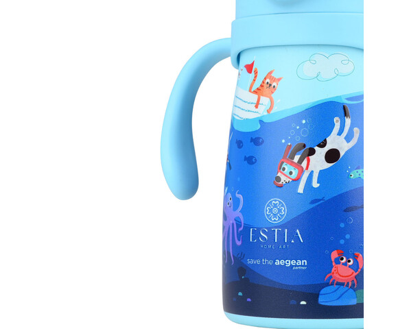Estia Παιδικό Παγούρι Θερμός Ανοξείδωτο  με Pop-Up Καπάκι Non Spill Ocean Play 300ml 01-33170