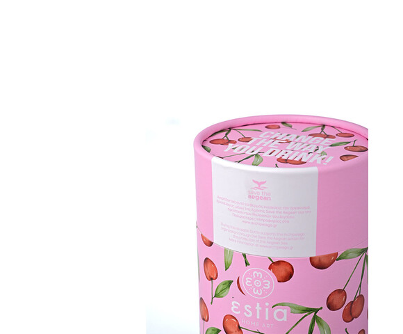 Estia Ποτήρι Θερμός Ανοξείδωτο Cherry Rose  με Καλαμάκι 350ml 01-16876