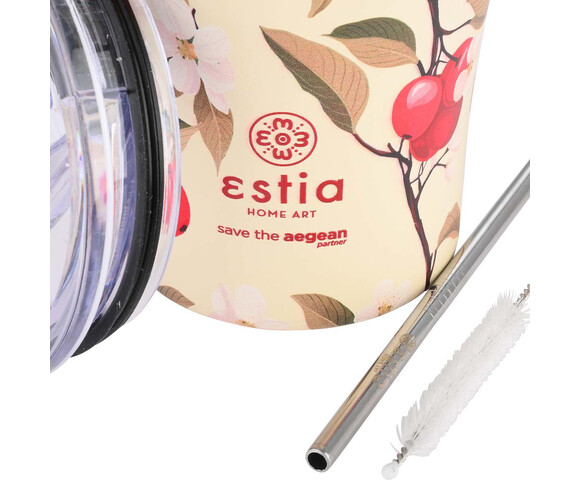 Estia Ποτήρι Θερμός Ανοξείδωτο Sakura Whisper με Καλαμάκι 350ml 01-22990