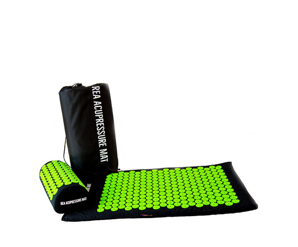 Rea Acupressure Set πιέσεων: Στρώμα 72x43cm & Μαξιλάρι 37x15x10cm - Μαύρο/Λαχανί