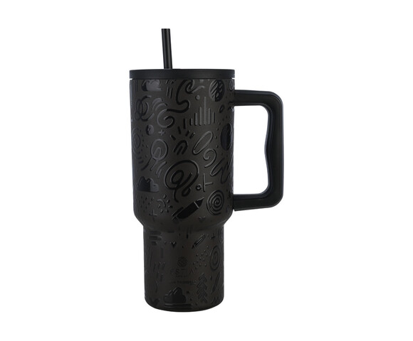 Estia  Θερμός  Straw Tumbler XL SAVE THE AEGEAN  900ml Noir Echo- 01-32098