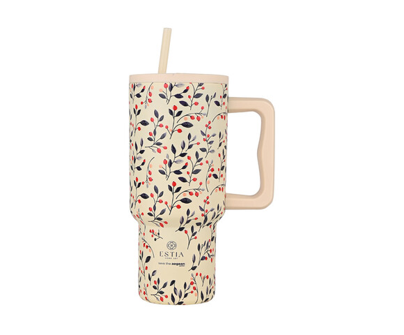 Estia  Θερμός  Straw Tumbler XL SAVE THE AEGEAN  900ml Bloom Beige - 01-35181