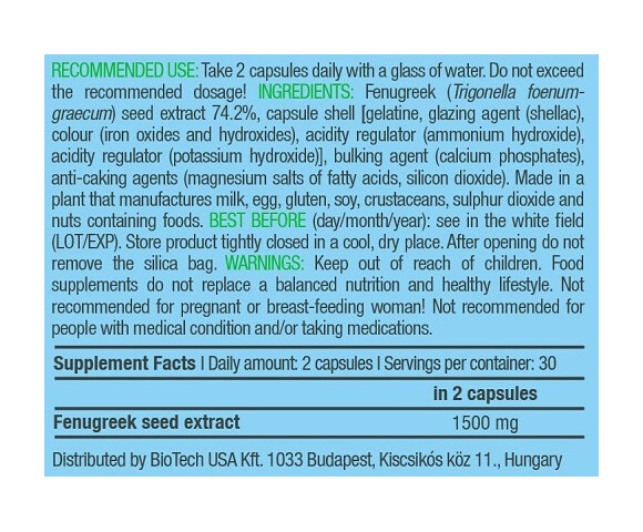 Biotech USA Fenugreek 1500mg 60 κάψουλες