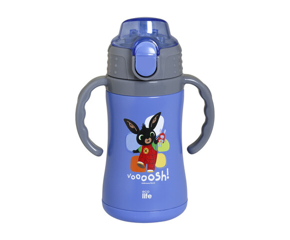 Ecolife Παιδικό Παγούρι Θερμός Ανοξείδωτο με Καλαμάκι Μπλε 300ml Bing-Voooosh