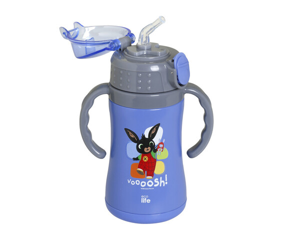 Ecolife Παιδικό Παγούρι Θερμός Ανοξείδωτο με Καλαμάκι Μπλε 300ml Bing-Voooosh