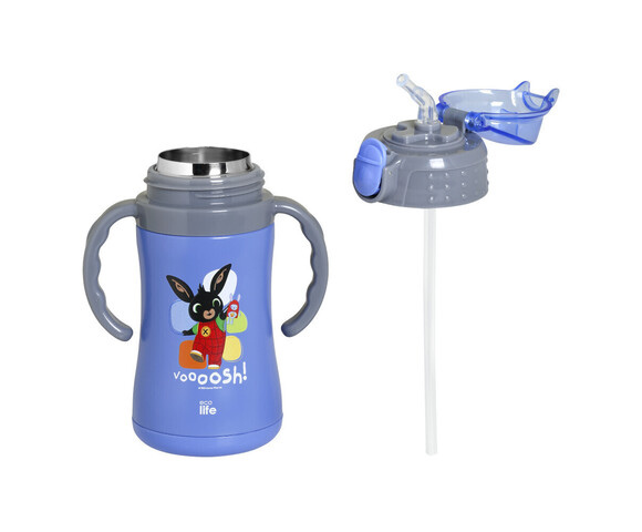 Ecolife Παιδικό Παγούρι Θερμός Ανοξείδωτο με Καλαμάκι Μπλε 300ml Bing-Voooosh