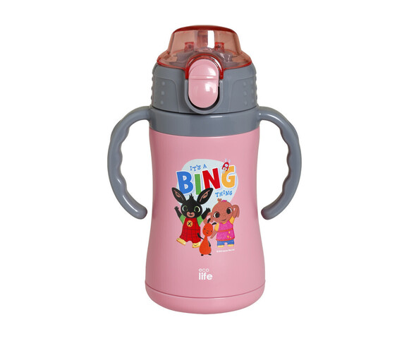 Ecolife Παιδικό Παγούρι Θερμός Ανοξείδωτο με Καλαμάκι Ροζ 300ml It's A Bing Thing