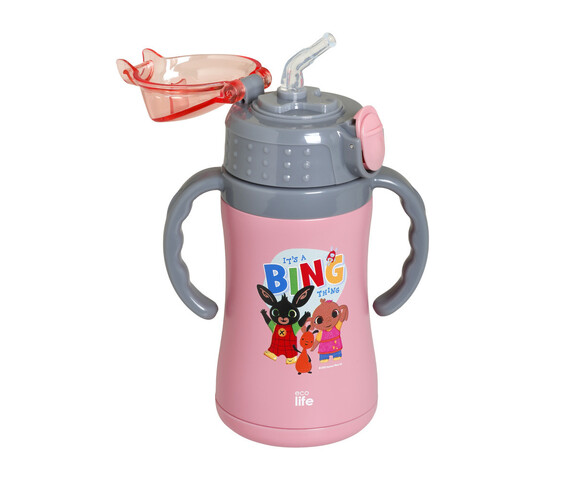 Ecolife Παιδικό Παγούρι Θερμός Ανοξείδωτο με Καλαμάκι Ροζ 300ml It's A Bing Thing