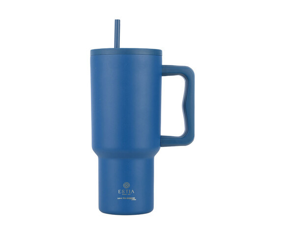 Estia Θερμός Straw Tumbler XL 900ml Denim Blue με Καλαμάκι και Λαβή 01-32166