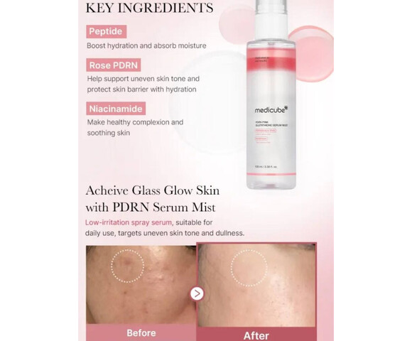 Medicube PDRN Pink Glutathione Serum Mist- Αντιγηραντικό mist με DNA σολομού