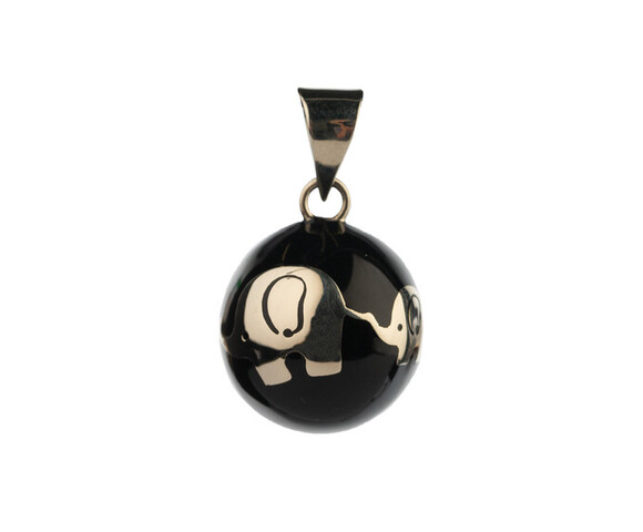 Μελωδικό μενταγιόν Bola - Μαύρο με ελεφαντάκι VK990