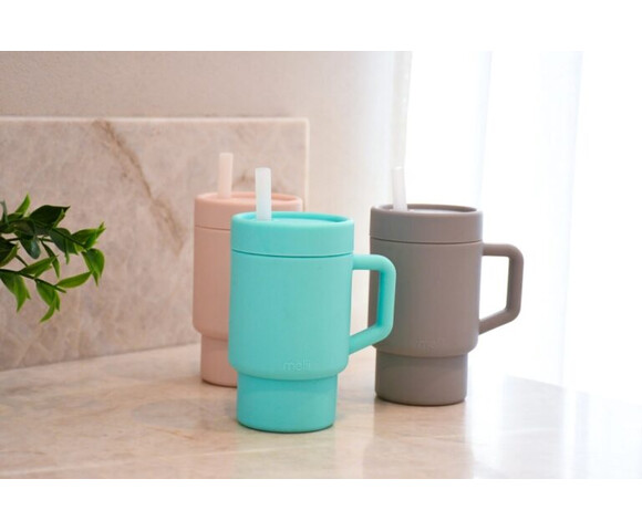 Melii – Παγούρι Σιλικόνης με Καλαμάκι Tumbler Γκρι MEL19920