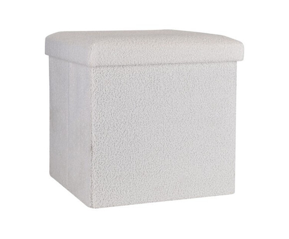 Estia Σκαμπό Σαλονιού με Αποθηκευτικό Χώρο Επενδεδυμένο Λευκό 38x38x38εκ. 03-35921