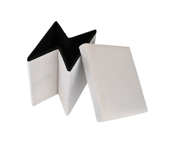 Estia Σκαμπό Σαλονιού με Αποθηκευτικό Χώρο Επενδεδυμένο Λευκό 38x38x38εκ. 03-35921