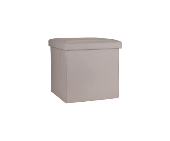 Estia Σκαμπό Σαλονιού με Αποθηκευτικό Χώρο Επενδυμένο με Δερματίνη Taupe 38x38x38εκ.. 03-35907