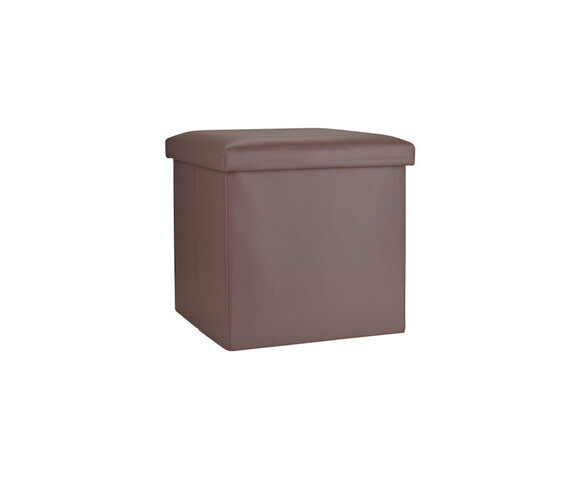 Estia Σκαμπό Σαλονιού με Αποθηκευτικό Χώρο Επενδυμένο με Δερματίνη Καφέ 38x38x38εκ. 03-35914