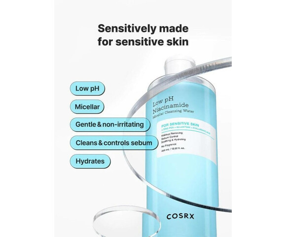 Low pH Niacinamide Micellar Cleansing water – Νερό καθαρισμού με χαμηλό pH για ευαίσθητες επιδερμίδες 400ml