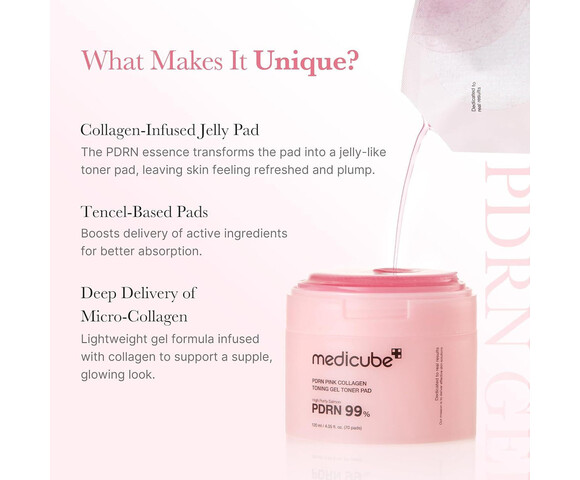 Medicube PDRN Pink Collagen Toning Gel Pads Τονωτικά δισκία για λείο και λαμπερό δέρμα 70τμχ