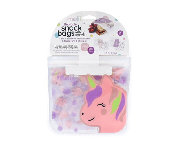 Melii – Επαναχρησιμοποιούμενα Τσαντάκια για σνακ 2 Cat + 2 Unicorn MEL21200
