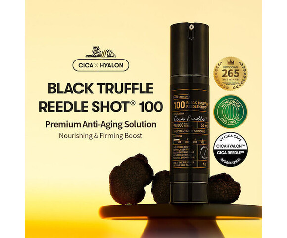 VT Cosmetics Black Truffle Reedle Shot 100 - Αντιγηραντικός Ορός Προσώπου με μικροβελόνες και μαύρη τρούφα 50ml