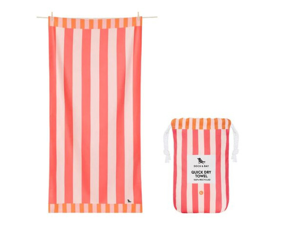 Dock & Bay: Πετσέτα θαλάσσης Quickdry - Ipanema Orange Microfiber (Μικροϊνες)  Large  160x90cm