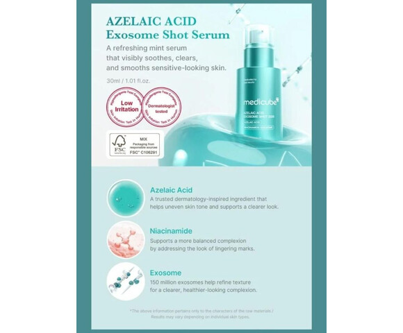 Medicube Azelaic Acid Exosome Shot Serum 2000- Ορός με μικροβελόνες και αζελαϊκό οξύ 30ml