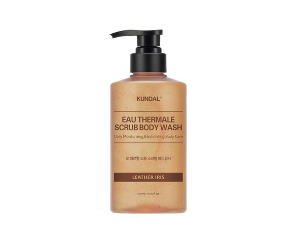Kundal Scrub Body Wash 500ml – Αφρόλουτρο & απολέπιση με άρωμα Leather Iris