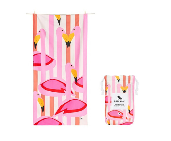 Dock & Bay Kids: Πετσέτα θαλάσσης παιδική Quickdry Cabana - Flamingos (Μικροϊνες) Medium 130x70cm