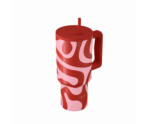 Estia  Θερμός  Straw Tumbler XL SAVE THE AEGEAN  900ml Coral Waves - 01-41588