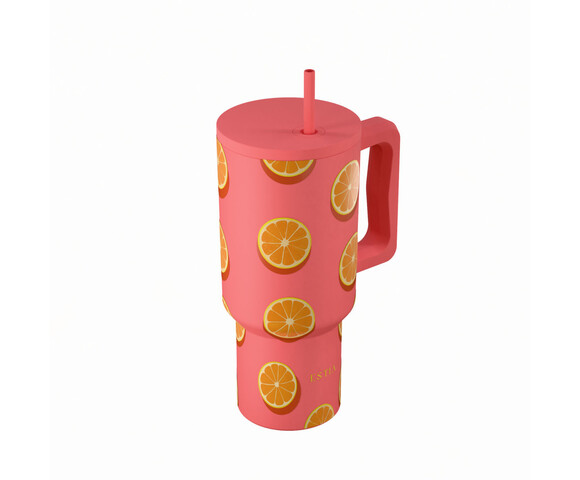 Estia  Θερμός  Straw Tumbler XL SAVE THE AEGEAN  900ml Orange Pop -01-41595