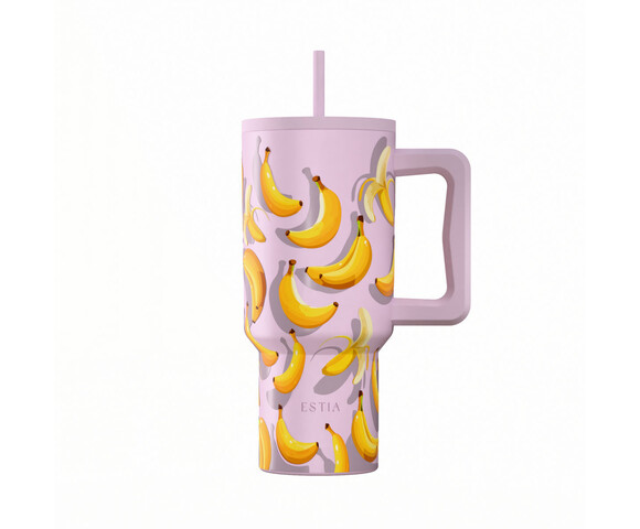 Estia  Θερμός  Straw Tumbler XL SAVE THE AEGEAN  900ml Banana Mood - 01-41601