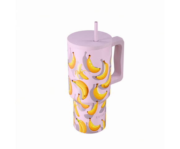 Estia  Θερμός  Straw Tumbler XL SAVE THE AEGEAN  900ml Banana Mood - 01-41601
