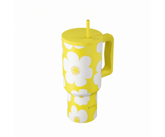 Estia  Θερμός  Straw Tumbler XL SAVE THE AEGEAN  900ml Yellow Daisy -01-41625