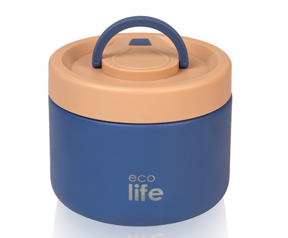 Ecolife Στρογγυλό Φαγητοδοχείο Θερμός Inox 18/8 Μπλε 650ml – 33-BO-9063