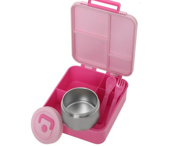 EcoLife Φαγητοδοχείο 1700ml με Χωρίσματα & Θερμομπόλ Rainbow Love – 33-BO-9061