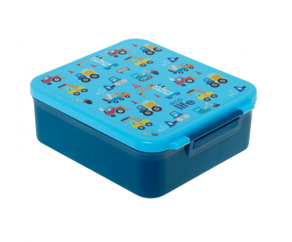 EcoLife Φαγητοδοχείο 1700ml με Χωρίσματα & Θερμομπόλ Blue Cars – 33-BO-9060