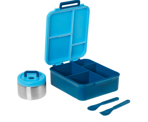 EcoLife Φαγητοδοχείο 1700ml με Χωρίσματα & Θερμομπόλ Blue Cars – 33-BO-9060