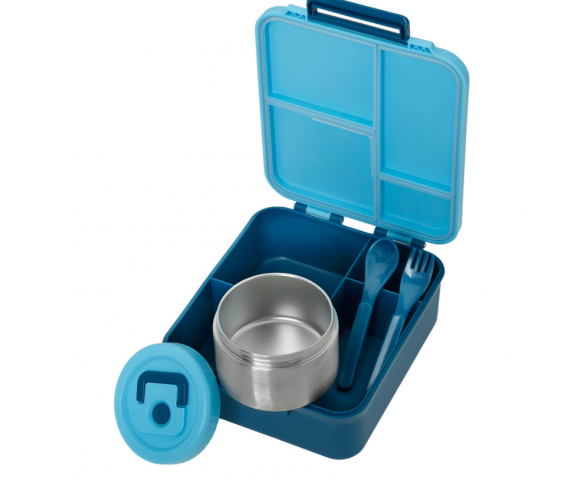 EcoLife Φαγητοδοχείο 1700ml με Χωρίσματα & Θερμομπόλ Blue Cars – 33-BO-9060
