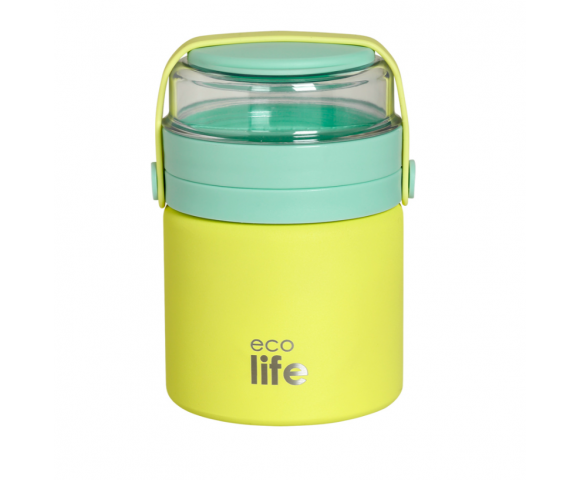 EcoLife Θερμός Φαγητού Ανοξείδωτος 450ml με Μπώλ & Κουταλάκι – Κίτρινο | 33-BO-9020