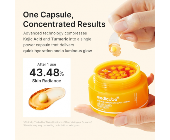Medicube Kojic Acid Turmeric Vita Capsule Cream 53g – Διφασική Κρέμα με Κοζικό Οξύ για Ομοιόμορφο Τόνο
