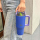 Ecolife Ανακυκλώσιμο Handled Tumbler Θερμός Ανοξείδωτο BPA Free 900ml Blue Purple με Καλαμάκι και Λαβή