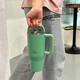 Ecolife Ανακυκλώσιμο Handled Tumbler Θερμός Ανοξείδωτο BPA Free 900ml Green Tea με Καλαμάκι και Λαβή