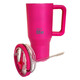 Ecolife Ανακυκλώσιμο Handled Tumbler Θερμός Ανοξείδωτο BPA Free 900ml Neon Magenta με Καλαμάκι και Λαβή