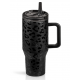 EcoLife Θερμός Tumbler 900ml με Καλαμάκι & Διπλή Λαβή – Leopard Black | 33-BO-7077