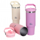 EcoLife Θερμός Tumbler 900ml με Λαβή & Καλαμάκι – Ροζ | 33-BO-5026