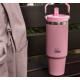 EcoLife Θερμός Tumbler 900ml με Λαβή & Καλαμάκι – Ροζ | 33-BO-5026